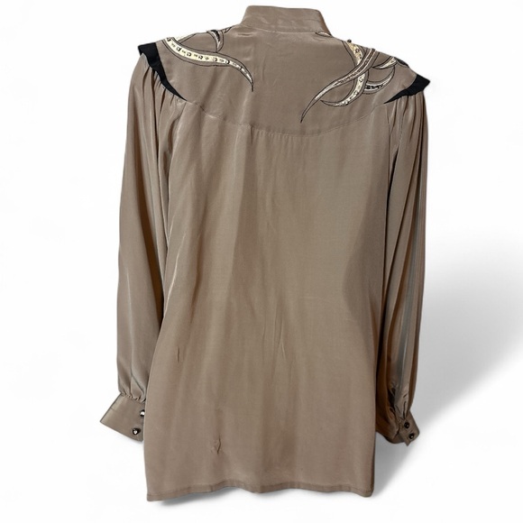 Vintage Joseph Ho 100% Silk Blouse Embellished Western Boho Top Women’s Size 10 - Picture 4 of 15